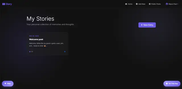 DiaryMe interface